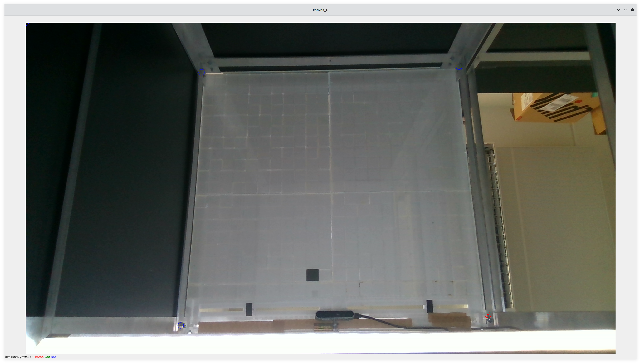 image of underside of table with the extent of the whole physical grid